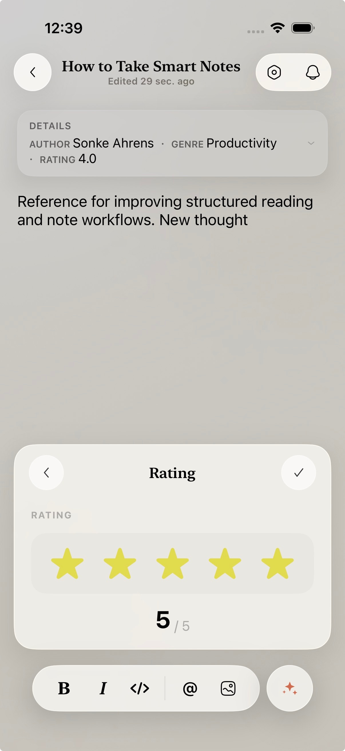 Fold rating field macro with five star selector