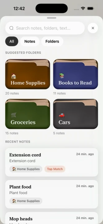 Fold recording showing contextual search results
